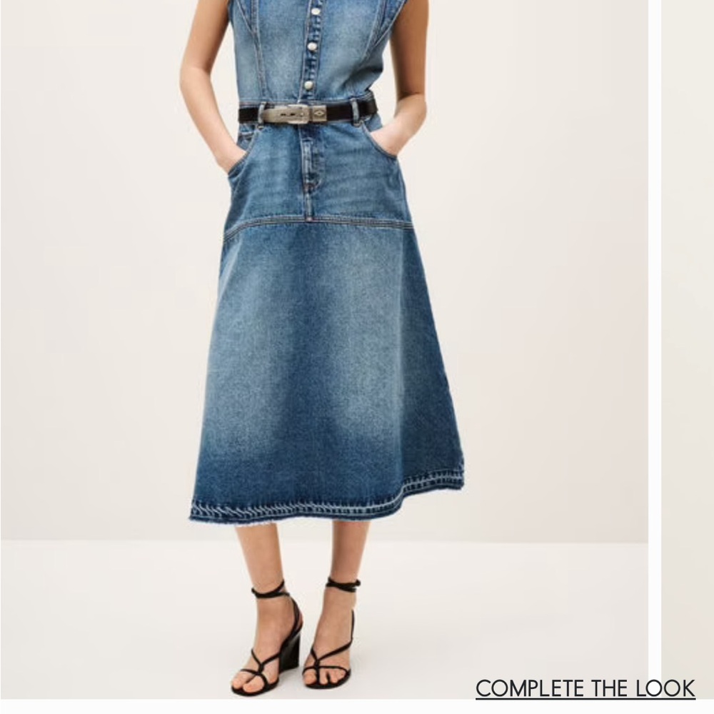 Denim  BASH Sleeveless Dress with Ruffle Sleeves new in a size small - Picture 9 of 10
